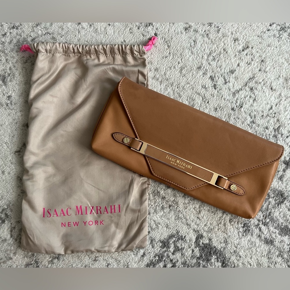 Isaac Mizrahi Tan Leather Clutch